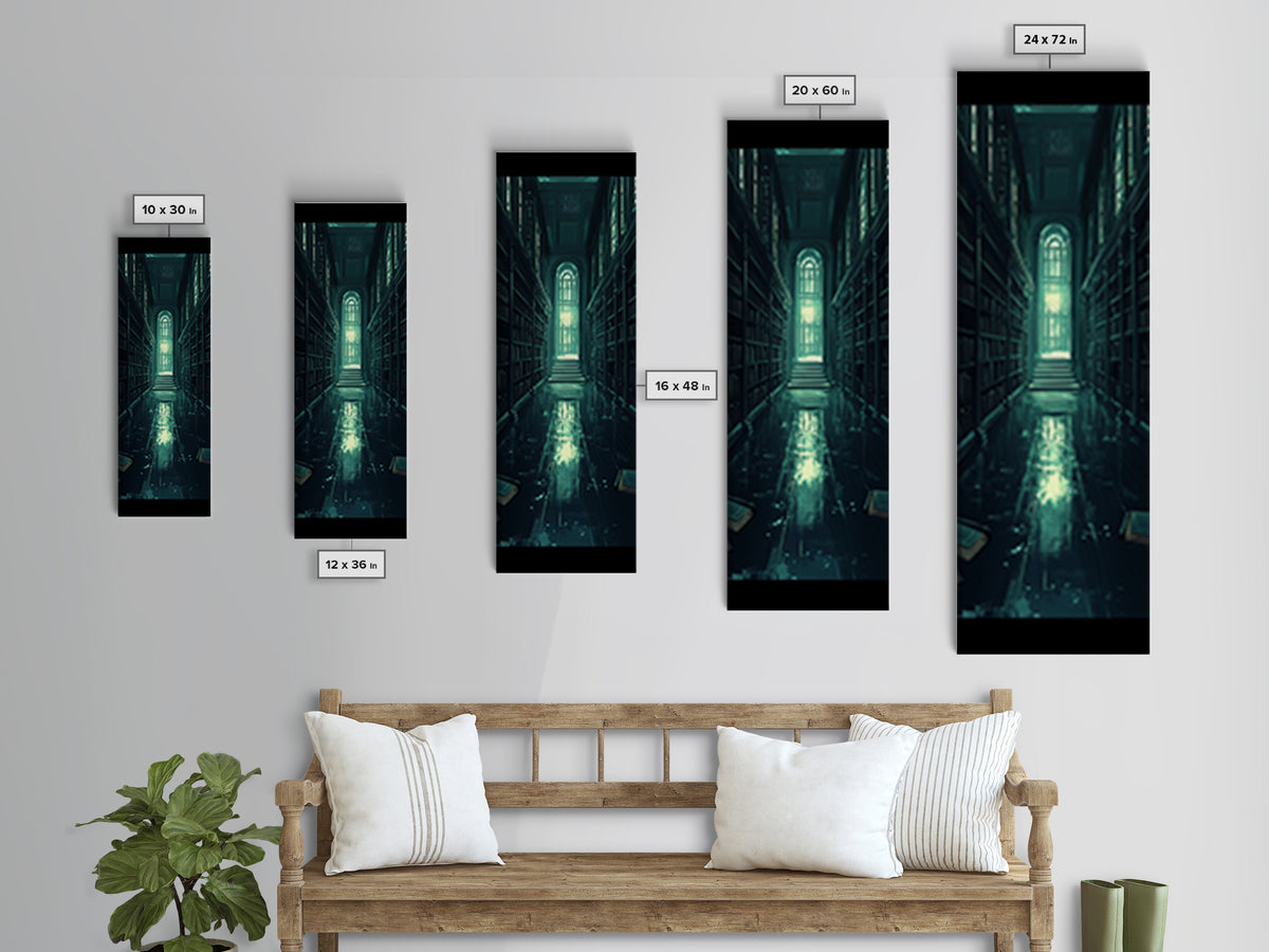 Dark Gothic Library Hallway Wall Art, Moody Bookish Decor, Fantasy Reading Nook Print, Dark Academia Living Room Wall Decor