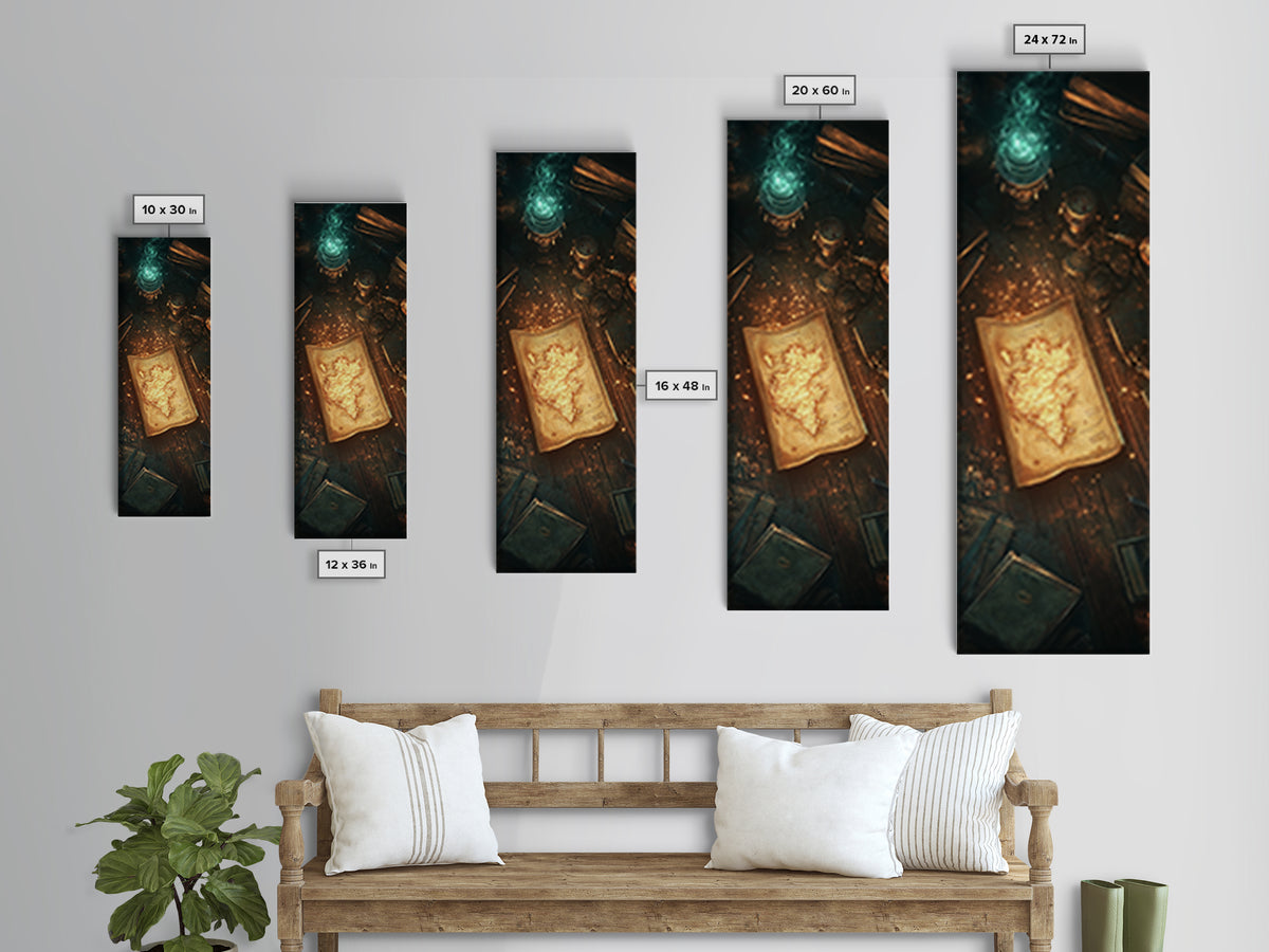 Glowing Ancient Manuscript Wall Art, Mystical Alchemy Desk Decor, Dark Academia Bookish Print For Library Study Room Decor