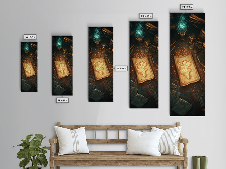 Glowing Ancient Manuscript Wall Art, Mystical Alchemy Desk Decor, Dark Academia Bookish Print For Library Study Room Decor