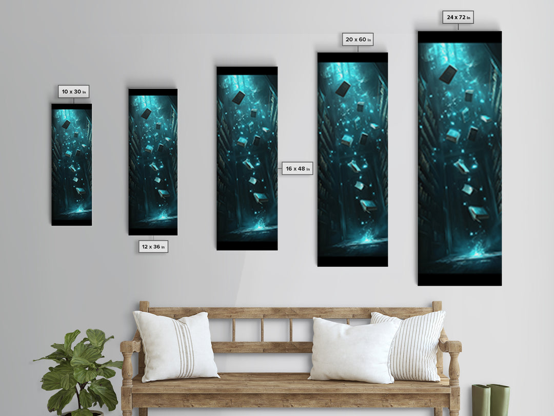 Enchanted Floating Books Library Canvas Print, Dark Academia Wall Decor, Mystical Bookish Art For Magical Reading Nook Decor