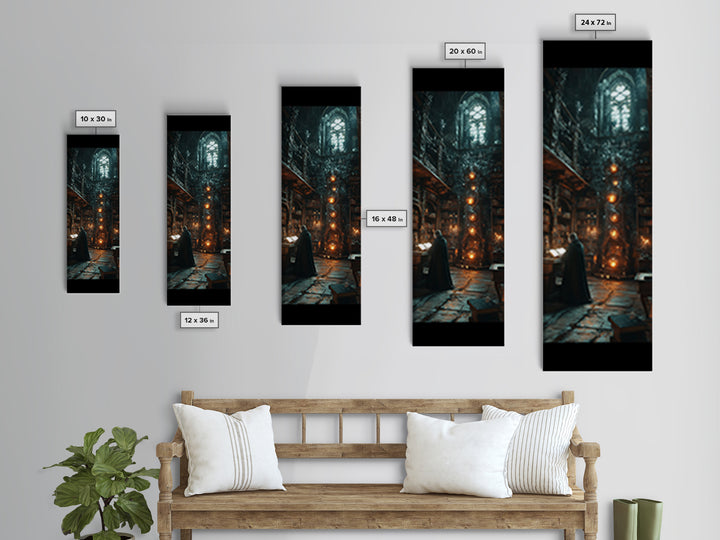 Dark Academia Magical Library Framed Canvas Print, Gothic Bookish Wall Decor, Wizard Study Artwork For Moody Reading Room