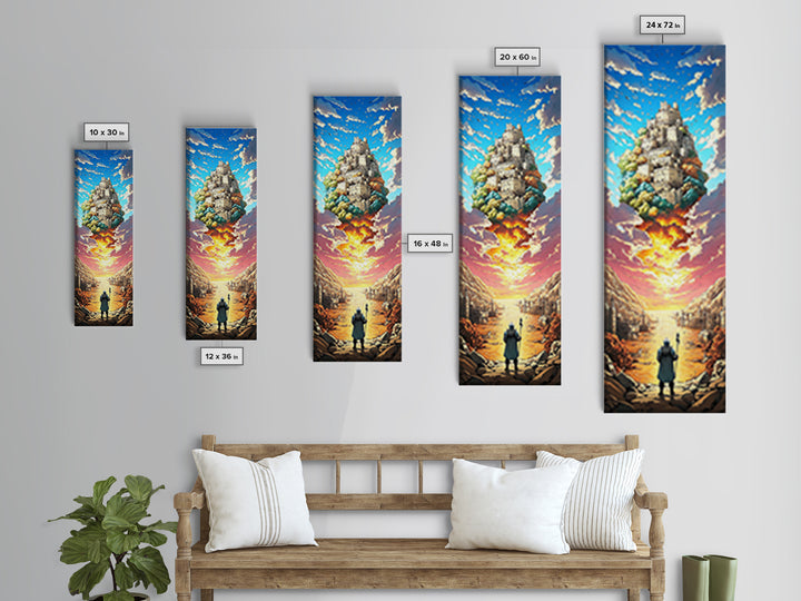 Floating Castle Sunset Canvas Print, Epic Fantasy Wall Decor, Medieval Kingdom Art, Magical Landscape Living Room Decor Gift