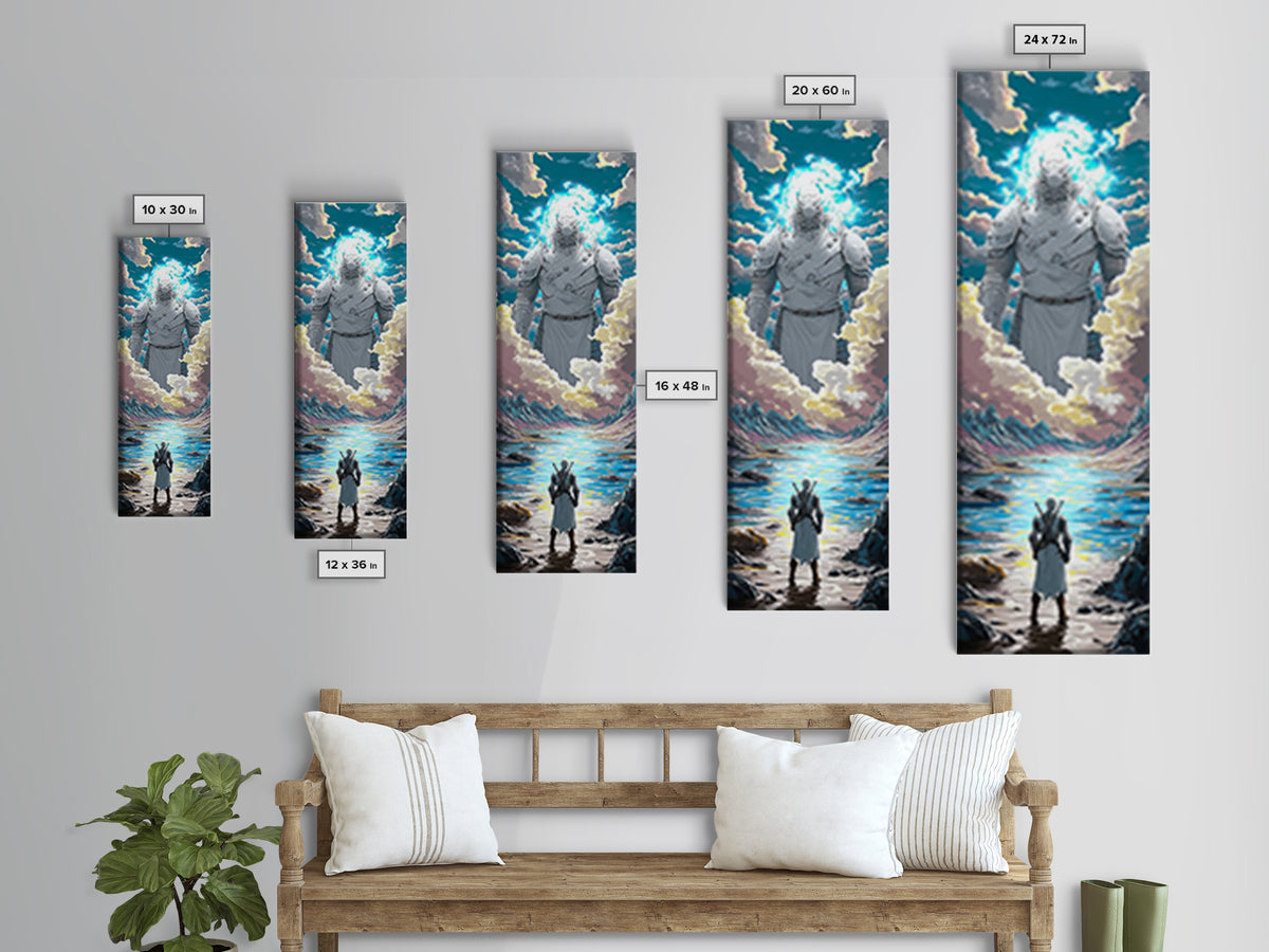 Colossal Cloud Guardian Over Alpine Lake Framed Canvas Print, Fantasy Wall Art, Celestial Decor, Statement Artwork Gift For Him