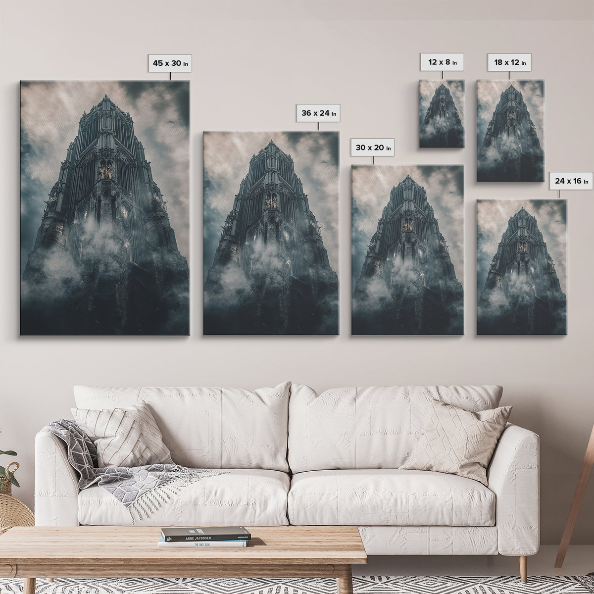Foggy Gothic Cathedral Tower Wall Art, Dark Academia Fantasy Castle Print, Moody Architecture Decor, Gothic Wall Decor Print