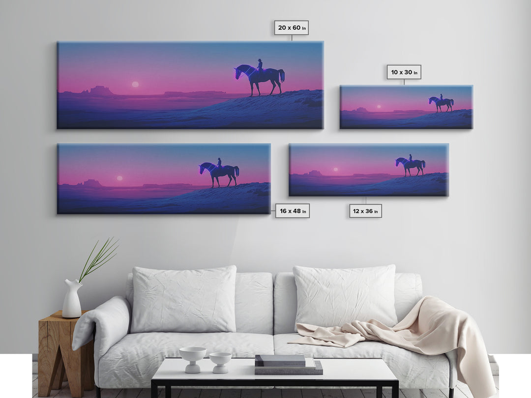 Purple Desert Cowboy Horse Sunset Canvas Print, Western Wall Art, Southwestern Decor, Masculine Office Decor, Gift For Him