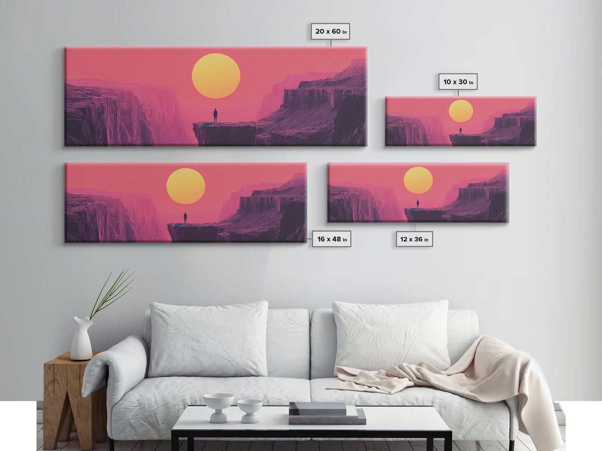 Pink Desert Canyon Cliff At Sunset Wall Art, Minimalist Landscape Canvas Print, Southwestern Modern Home Decor Gift For Him