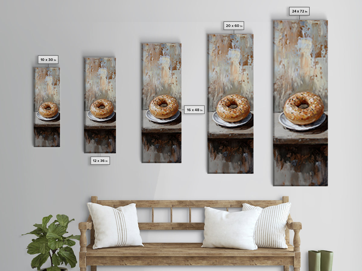 Glazed Bagel On Plate Still Life Wall Art, Rustic Kitchen Decor, Bakery Art Print, Foodie Gift, Farmhouse Cafe Home Decor