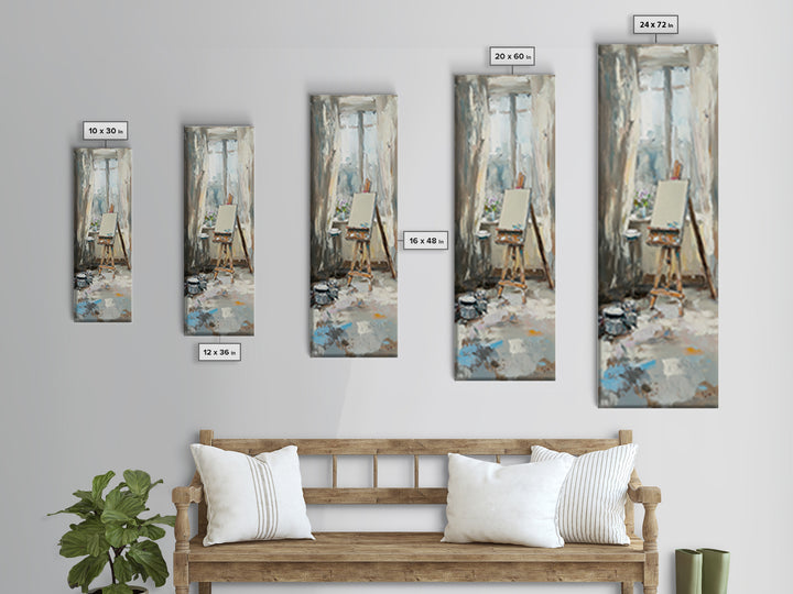 Sunlit Artist Studio Easel Wall Art, Impressionist Oil Painting, Creative Office Decor, Neutral Home Decor, Gift For Artist