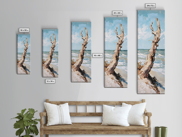 Sun Bleached Driftwood On Beach Canvas Print, Coastal Wall Art, Ocean Landscape Decor, Nautical Home Decor, Beach House Gift