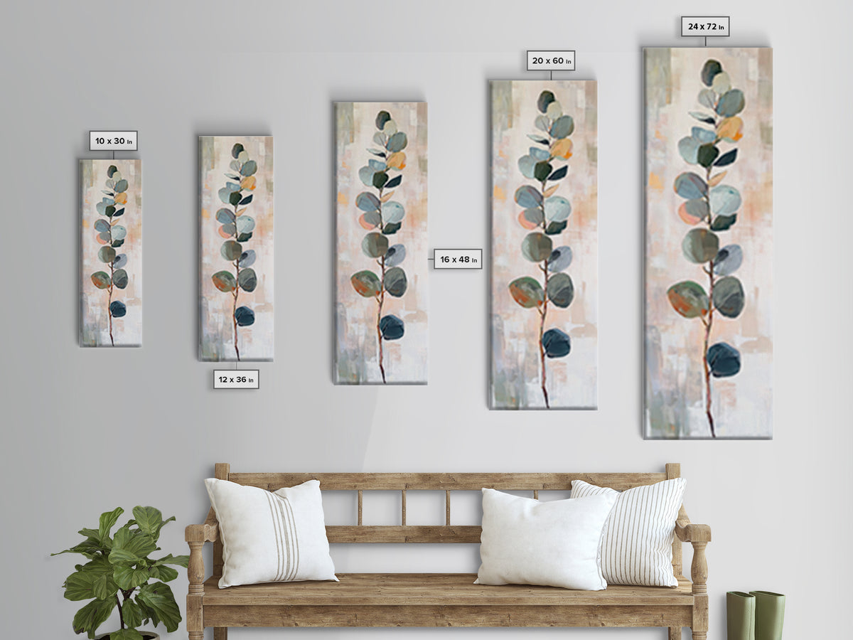 Minimal Eucalyptus Branch Botanical Wall Art, Sage Green Wall Decor, Neutral Botanical Art Print, Modern Farmhouse Home Decor