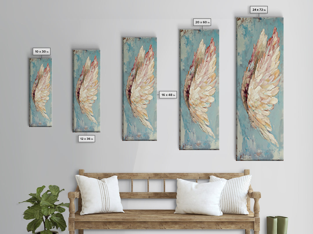 Textured White Angel Wing Wall Art, Celestial Decor, Spiritual Wall Decor, Feminine Art Print, Angel Art, Blue Bedroom Decor