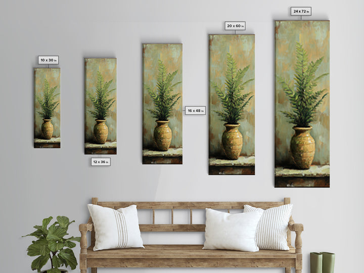 Green Fern In Golden Vase Canvas Print, Botanical Wall Art, Rustic Farmhouse Home Decor, Nature Living Room Art Gift For Her