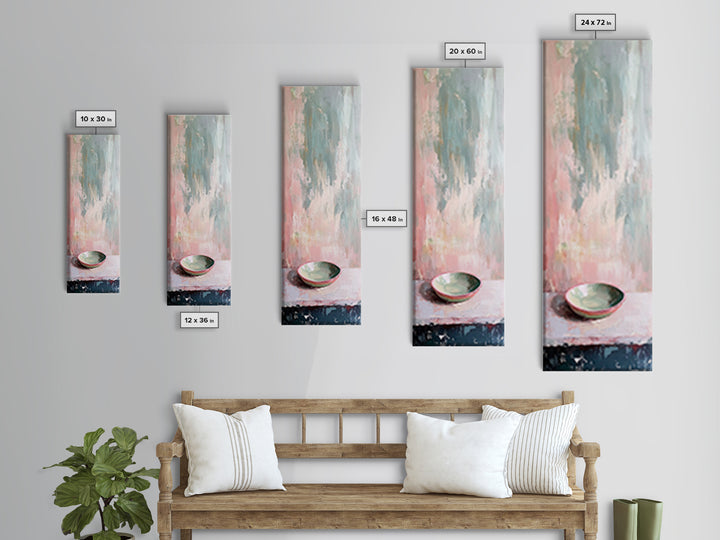 Pastel Bowl Still Life With Textured Pink Blue Wall Art, Minimalist Canvas Print, Modern Kitchen Decor, Neutral Home Decor