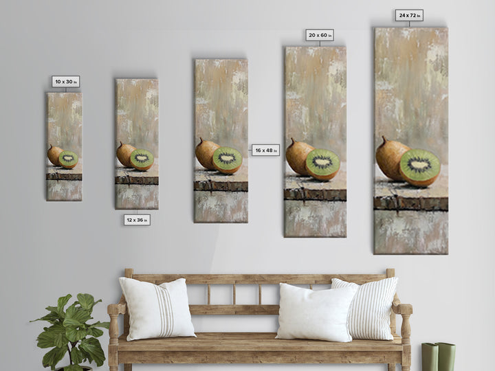 Kiwi Fruit Still Life Canvas Print, Minimalist Kitchen Wall Art, Neutral Food Painting, Rustic Dining Room Decor, Gift For Foodie