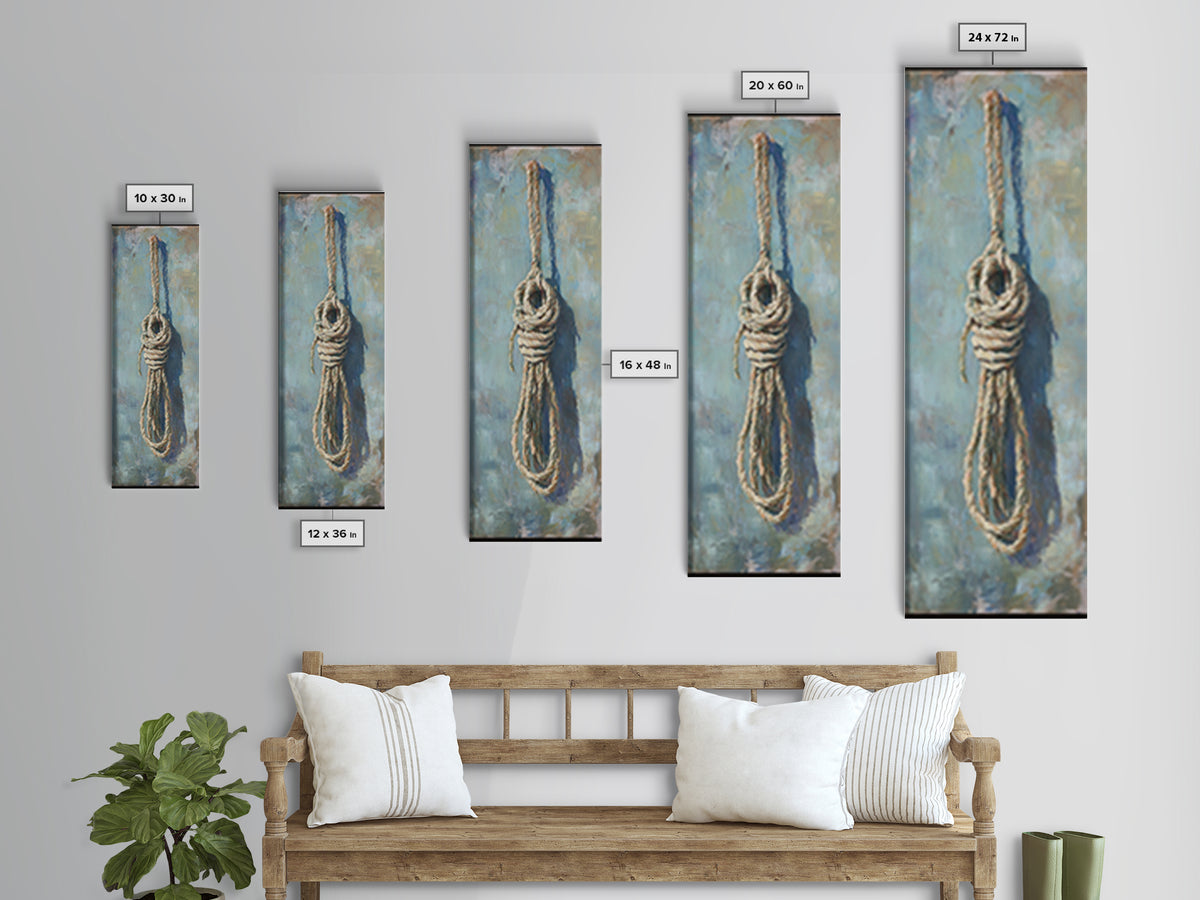 Coiled Nautical Rope Knot Wall Art, Coastal Canvas Print, Rustic Beach House Decor, Lake House Gift, Textured Wall Decor