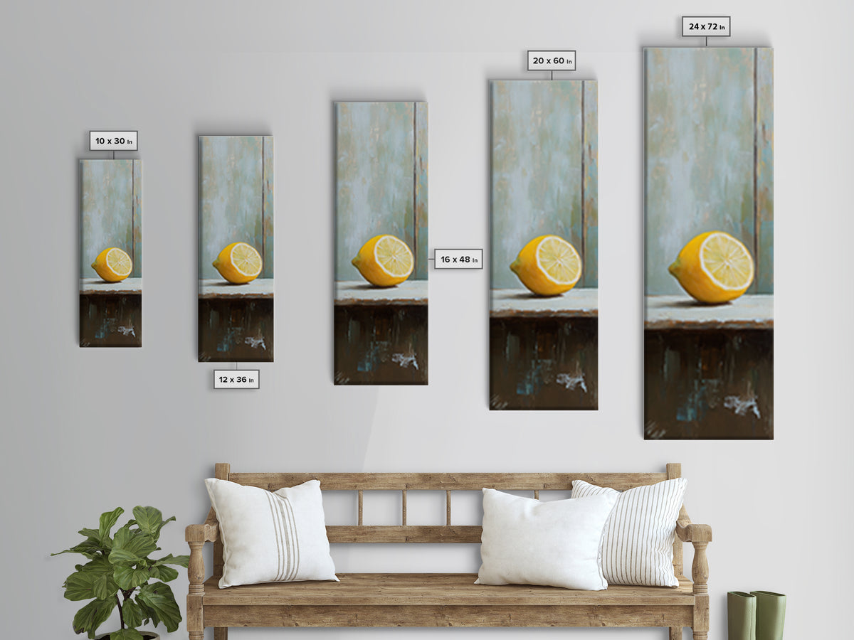 Bright Lemon Slice Canvas Print, Minimalist Kitchen Wall Art, Fruit Still Life, Mediterranean Decor, Modern Home Decor Gift