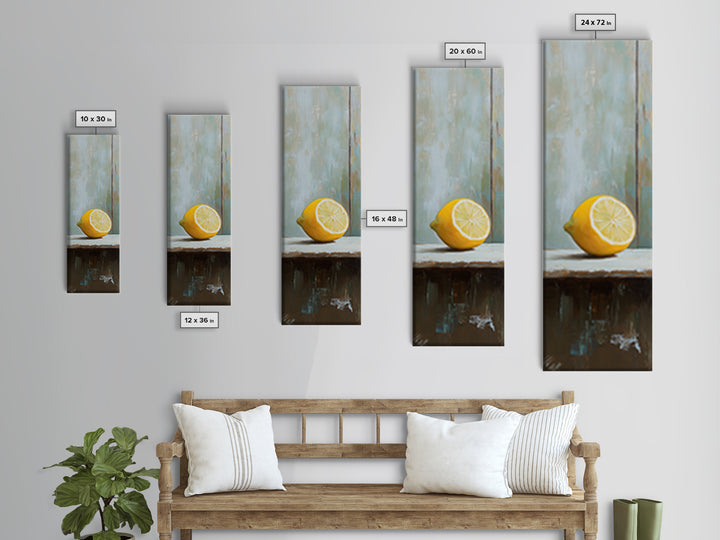Bright Lemon Slice Canvas Print, Minimalist Kitchen Wall Art, Fruit Still Life, Mediterranean Decor, Modern Home Decor Gift