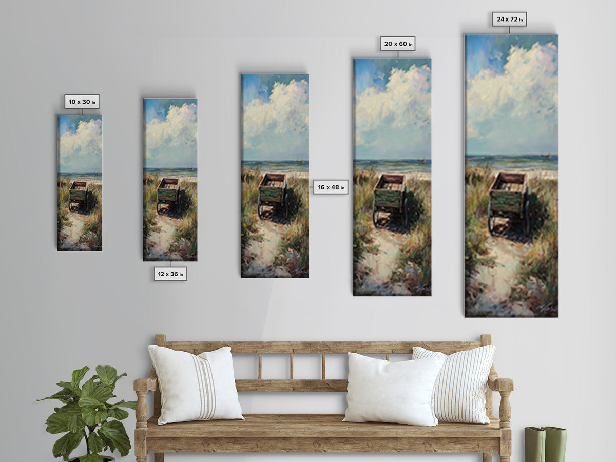 Beach Path To Green Chair Wall Art, Coastal Landscape Painting, Ocean Wall Art, Beach House Decor, Seaside Decor, Large Canvas Print