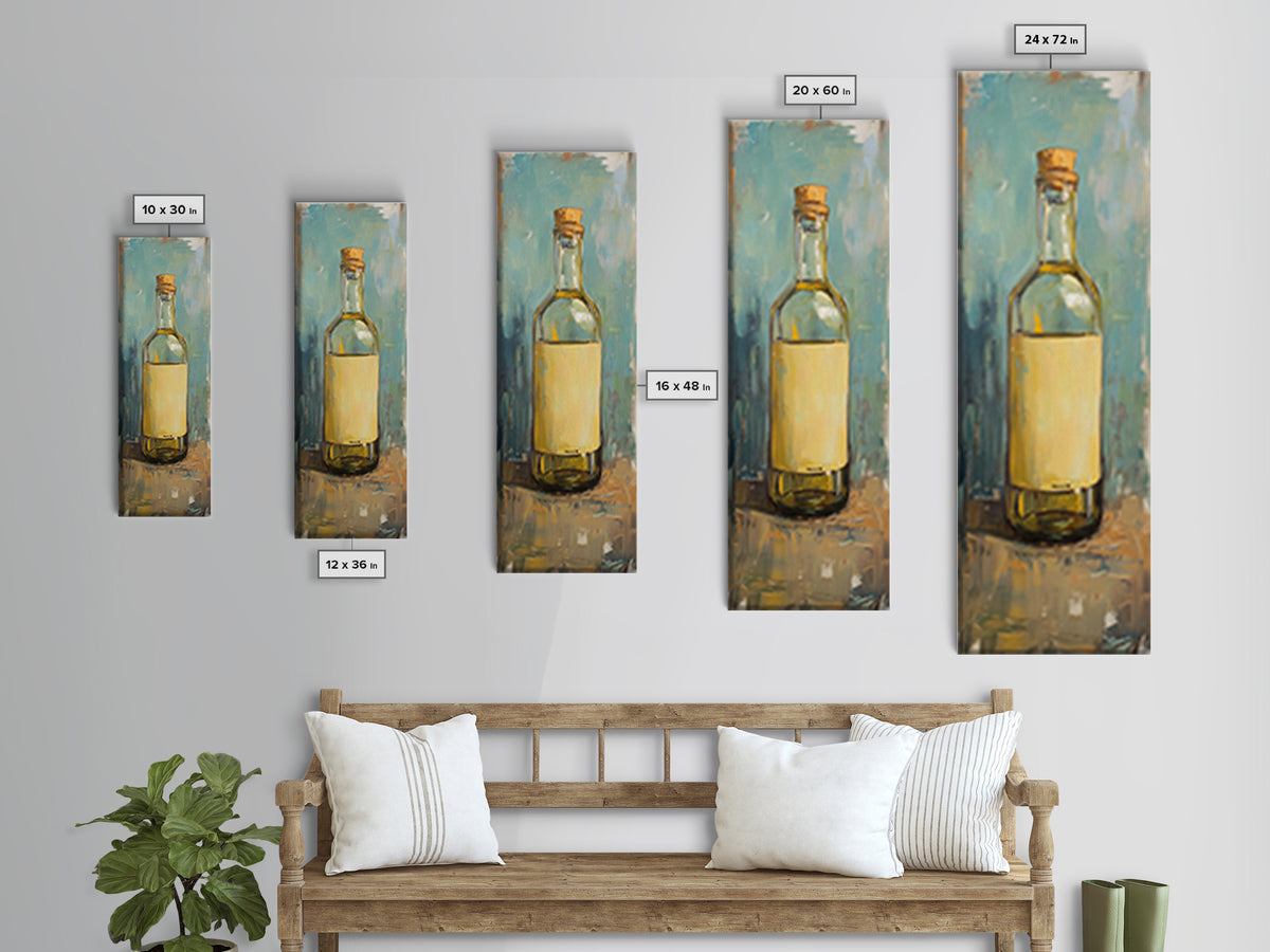 Golden Olive Oil Bottle Canvas Print, Mediterranean Kitchen Wall Art, Still Life Painting, Rustic Kitchen Decor, Foodie Gift