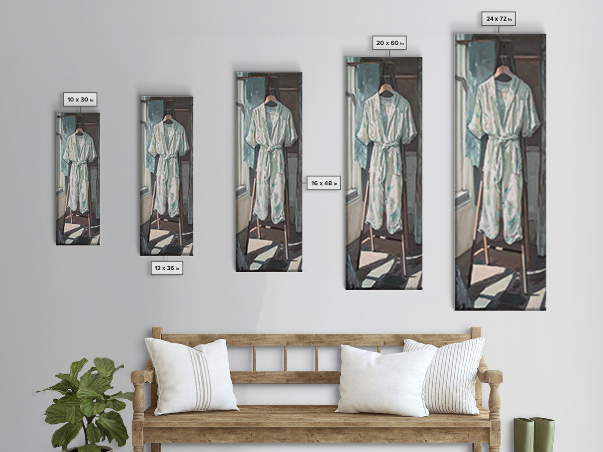 White Bathrobe By Sunlit Window Wall Art, Spa Bathroom Canvas Print For Guest Room Decor, Cozy Home Decor And Housewarming Gift