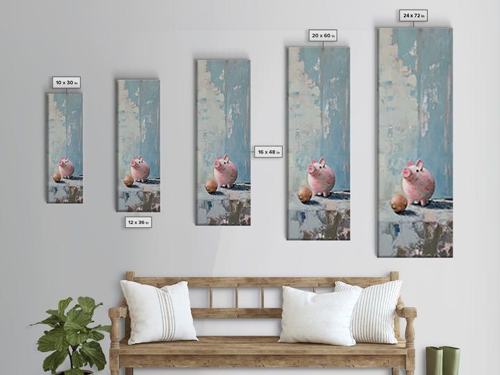 Pink Piggy Bank Still Life Canvas Print, Whimsical Nursery Wall Art, Cute Animal Decor, Playroom And Kids Room Gift, Home Decor