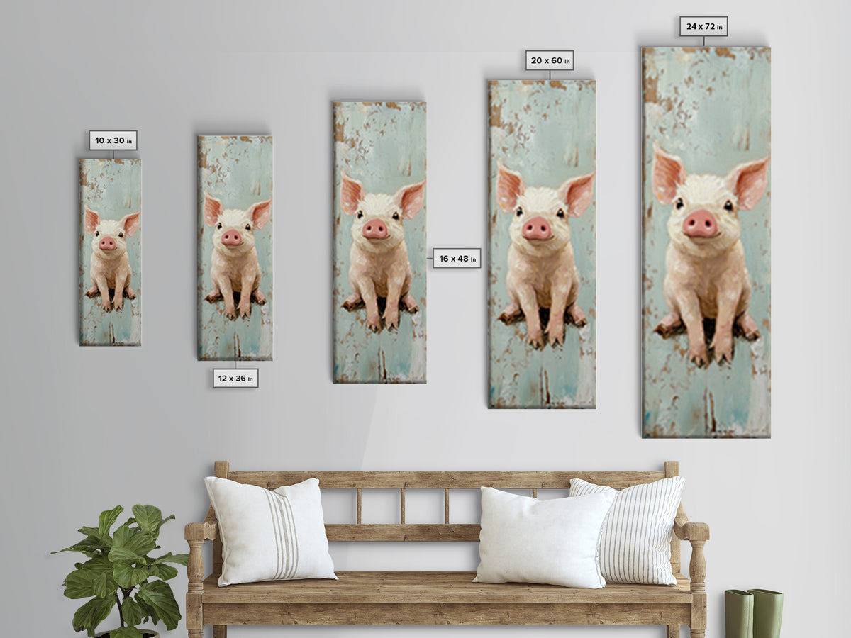 Adorable Baby Pig Portrait Wall Art, Farm Animal Nursery Decor, Rustic Farmhouse Canvas Print, Cute Piglet Gift For Kids