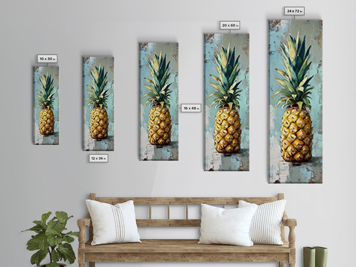 Bright Pineapple Still Life Canvas Print, Tropical Kitchen Wall Art, Coastal Home Decor, Fruit Poster For Beach House Gift