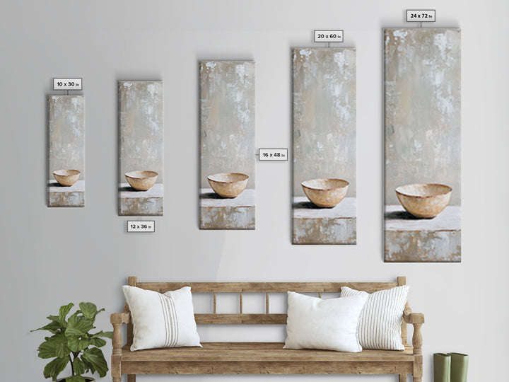 Neutral Ceramic Bowl Still Life Framed Canvas Print, Minimalist Kitchen Wall Art For Rustic Modern Farmhouse Home Decor Gift