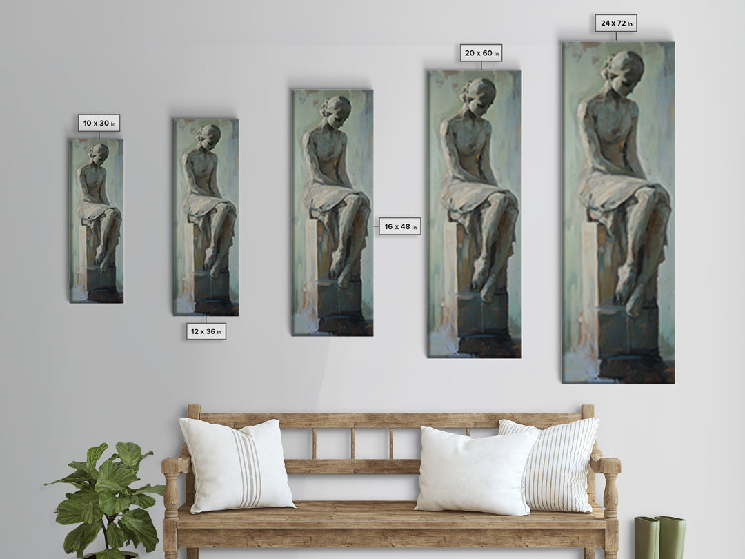 Seated Classical Female Statue Figure Wall Art, Neutral Figurative Decor, Dark Academia Art, Elegant Living Room Print Gift