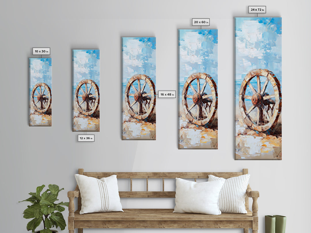 Weathered Wagon Wheel By Blue Sky Canvas Print, Rustic Western Wall Art, Farmhouse Decor, Country Home Wall Decor, Large Living Room Decor