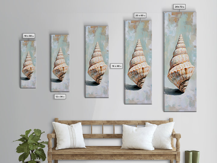 Large Spiral Seashell Canvas Print, Coastal Wall Decor, Beach House Decor, Nautical Ocean Art, Neutral Bathroom Decor, Seaside Art