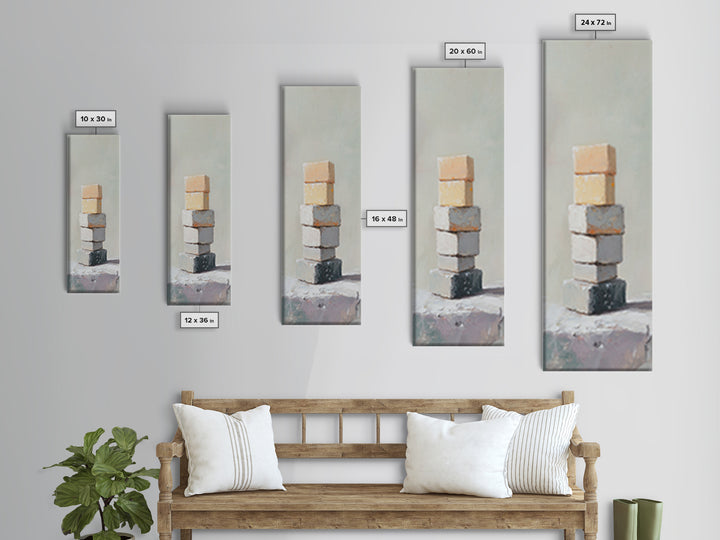 Minimal Stacked Stone Blocks Wall Art, Neutral Wabi Sabi Canvas Print, Organic Modern Living Room Decor, Housewarming Gift