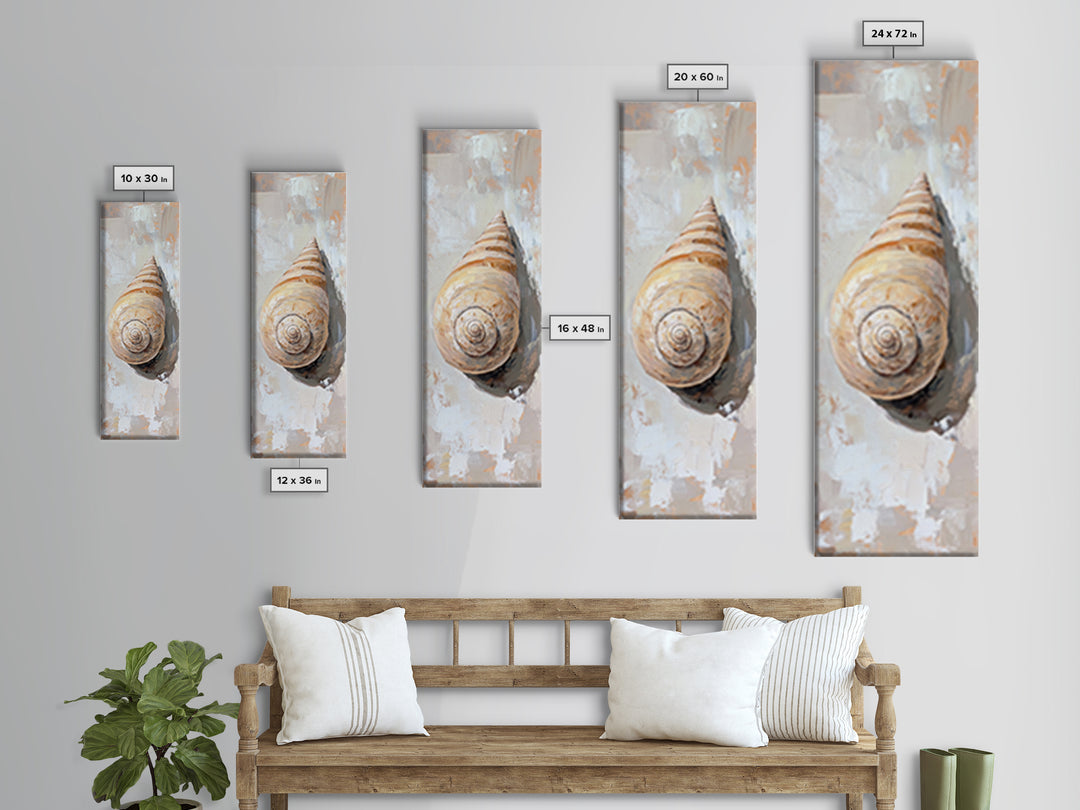 Textured Spiral Seashell Wall Art, Coastal Bathroom Decor, Beach House Wall Decor, Nautical Canvas Print For Ocean Lovers
