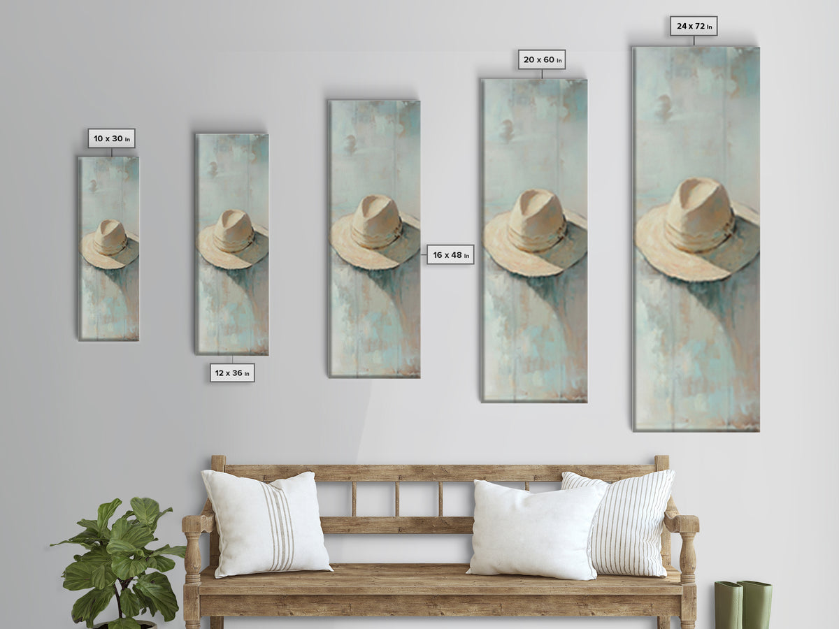 Cream Cowboy Hat Still Life Wall Art, Western Decor, Rustic Canvas Print, Neutral Bedroom Art, Modern Farmhouse Wall Decor