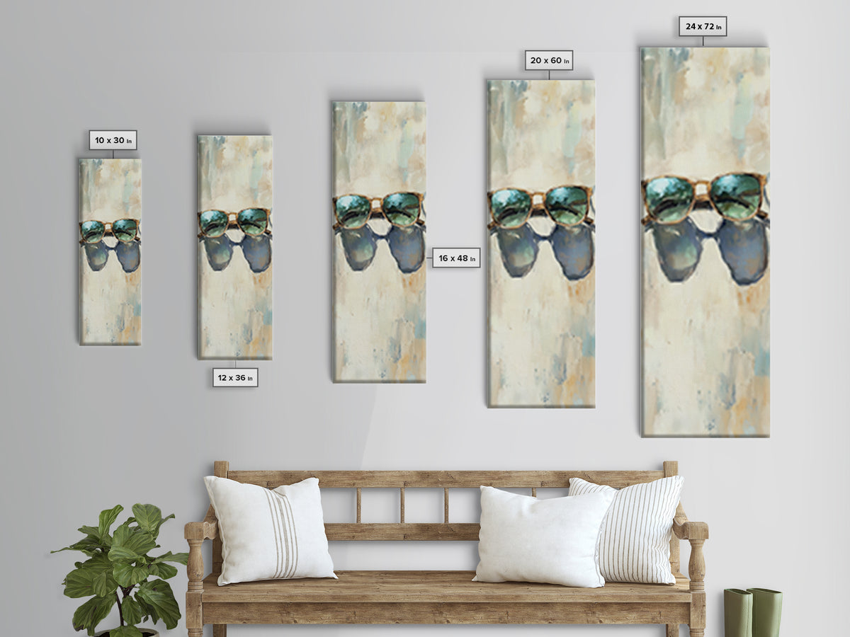 Teal Sunglasses With Beach Reflections Wall Art, Coastal Canvas Print, Summer Home Decor, Beach House Gift For Her, Living Room Decor