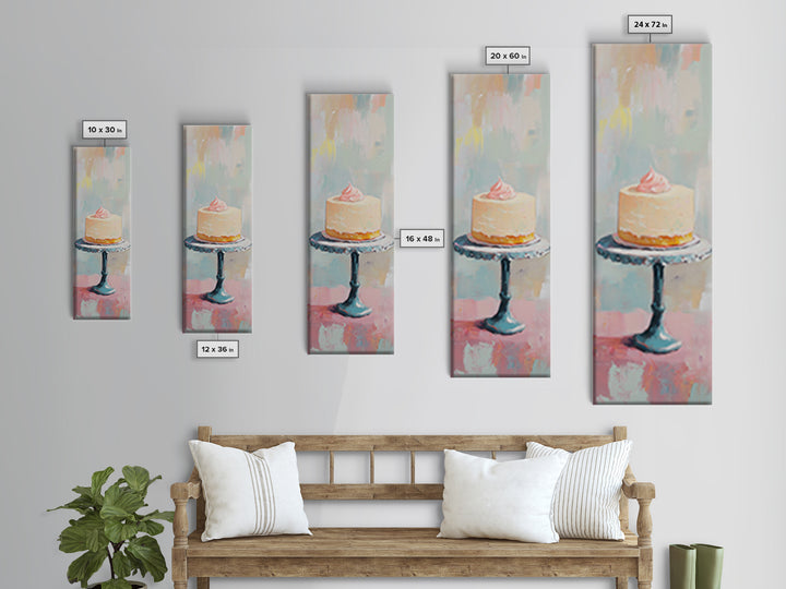 Pastel Cake On Pedestal Stand Canvas Print, Bakery Wall Art, Pink Kitchen Decor, Birthday Gift, Sweet Dessert Art Print Decor