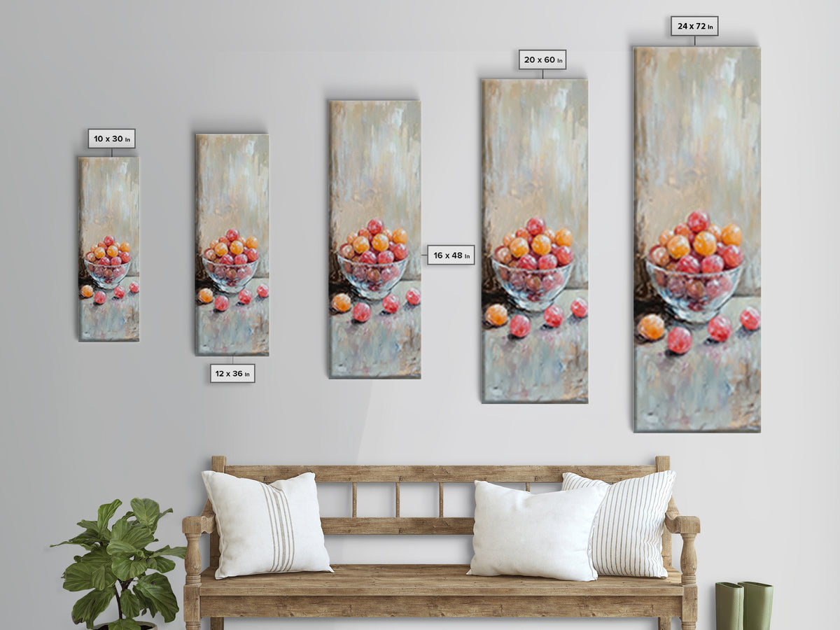 Bowl Of Red And Orange Fruit Still Life Wall Art, Rustic Kitchen Decor, Farmhouse Wall Decor, Food Art Print, Dining Room Print
