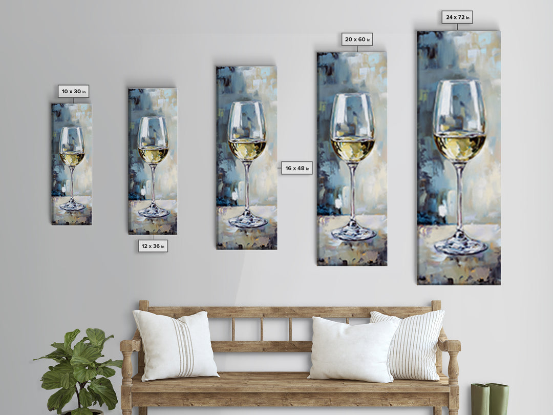 White Wine Glass Still Life Framed Canvas Print, Bar Art, Kitchen Wall Art, Wine Lover Gift, Elegant Dining Room Decor, Home Decor