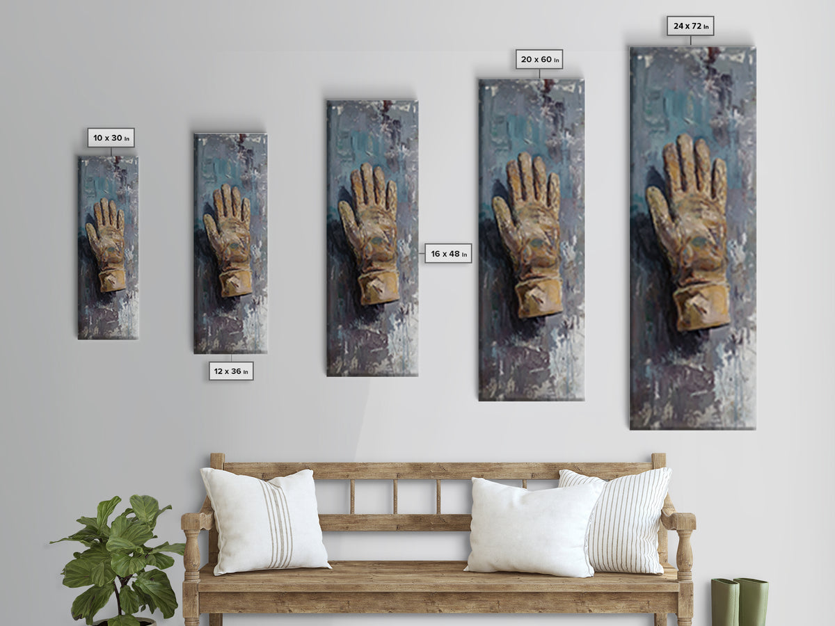Weathered Work Glove Still Life Canvas Print, Industrial Wall Art, Rustic Garage Decor, Masculine Office Decor, Gift For Him