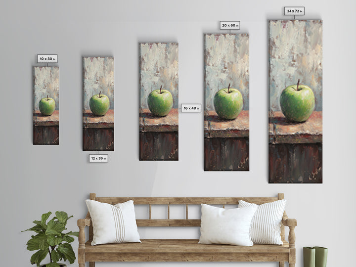 Green Apple Still Life Wall Art, Rustic Kitchen Canvas Print For Farmhouse Decor, Fruit Art, Dining Room Decor, Gift For Her