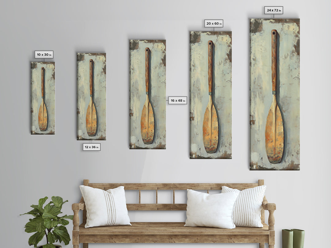 Weathered Wooden Paddle Canvas Print, Nautical Wall Art, Coastal Lake House Decor, Rustic Cabin Decor, Gift For Him, Boat House Decor