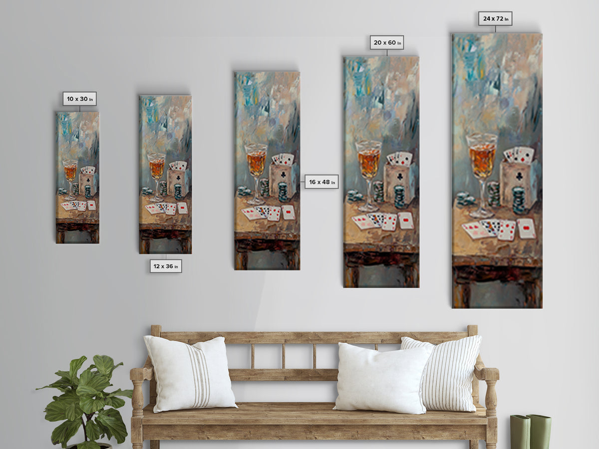 Poker Cards And Whiskey Canvas Print, Game Room Wall Art, Man Cave Decor, Bar Cart Decor, Casino Wall Art, Gift For Him, Home Bar Decor