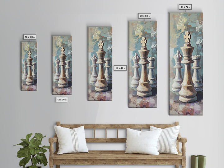 Abstract Chess King And Pawns Wall Art, Modern Game Room Decor, Masculine Office Framed Canvas Print Living Room Gift For Him