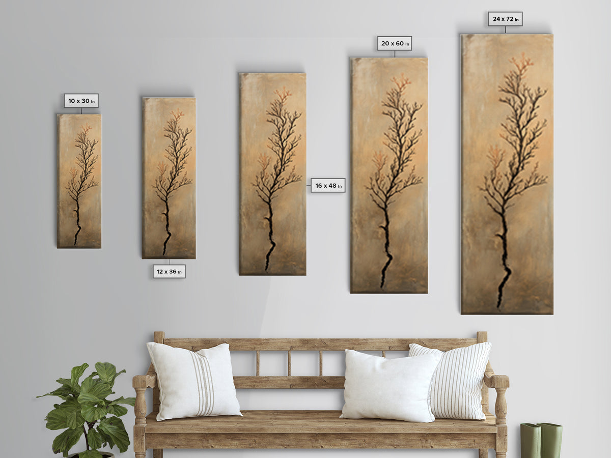 Minimal Bare Tree Branch Wall Art, Wabi Sabi Neutral Decor, Botanical Line Art Print, Japandi Canvas Print, Organic Modern Art