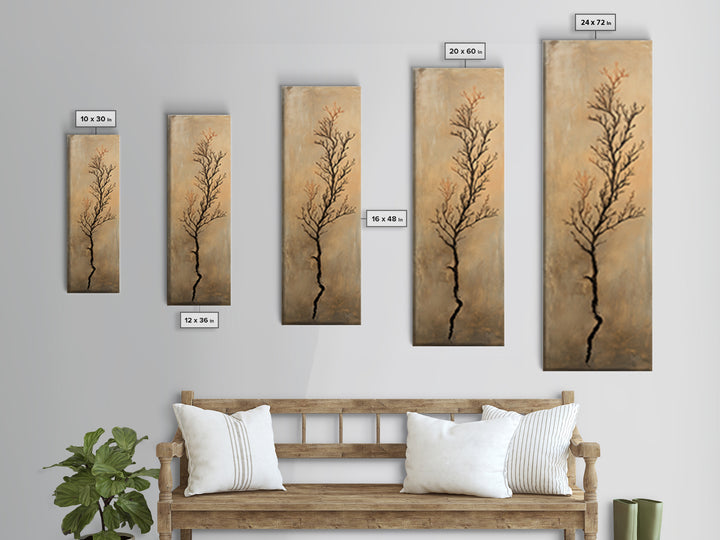Minimal Bare Tree Branch Wall Art, Wabi Sabi Neutral Decor, Botanical Line Art Print, Japandi Canvas Print, Organic Modern Art