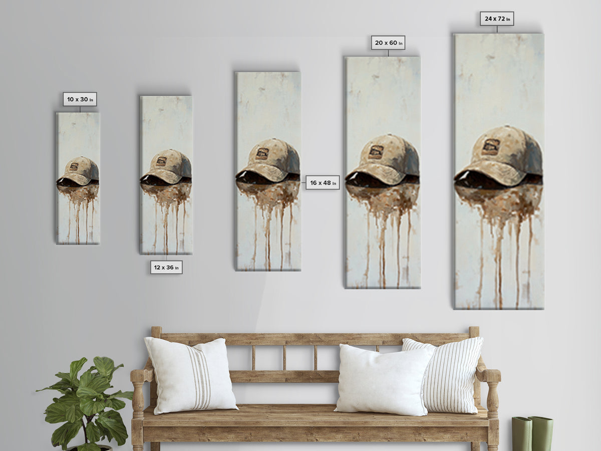 Weathered Baseball Cap Still Life Wall Art, Rustic Americana Decor, Sports Room Canvas Print, Man Cave Art Print, Gift For Him