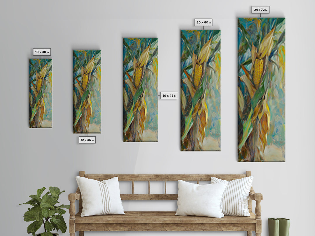 Rustic Corn Cob In Husk Canvas Print, Farmhouse Kitchen Wall Art, Country Harvest Decor, Southwestern Food Art Print, Home Decor