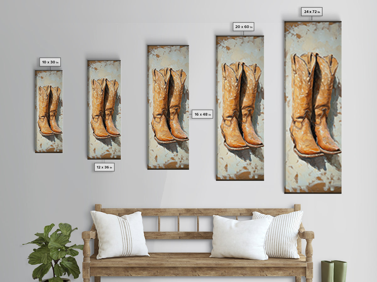 Weathered Cowboy Boots Canvas Print, Western Wall Art, Rustic Ranch Decor, Country Home Decor, Cowgirl Farmhouse Artwork, Gift For Him