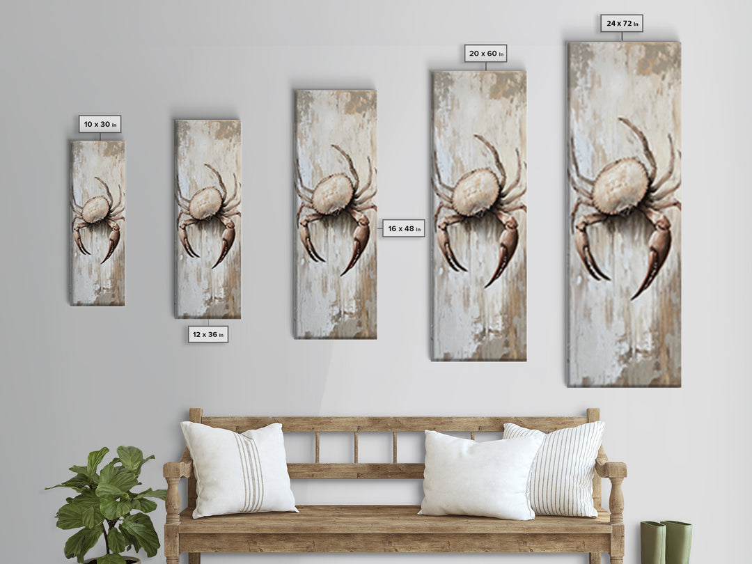 Coastal Crab Canvas Print, Nautical Wall Art, Beach House Decor, Rustic Seafood Painting, Ocean Kitchen Home Decor, Gift For Her