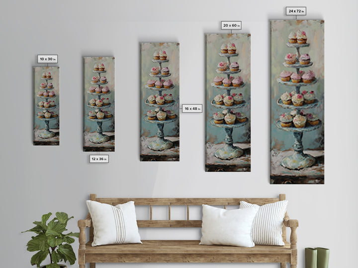 Tiered Cupcake Stand Still Life Canvas Print, Bakery Wall Art, Kitchen Decor, Patisserie Print, Gift For Baker, Cafe Decor
